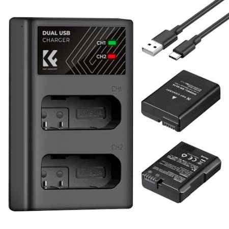 K&F Concept KF28.0020 - zestaw, 2x zamiennik akumulatora EN-EL14, ładowarka dwukanałowa z USB-C_Zawartość zestawu_1